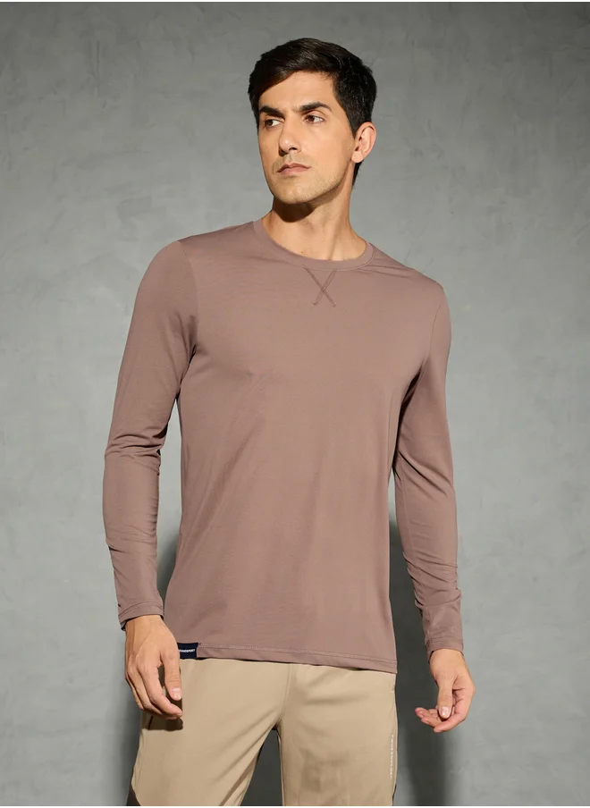تكنوسبورت Technosport Solid Round Neck Long Sleeve T-Shirt