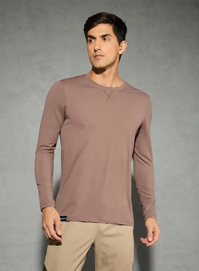 Technosport Technosport Solid Round Neck Long Sleeve T-Shirt