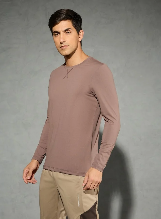 Technosport Technosport Solid Round Neck Long Sleeve T-Shirt