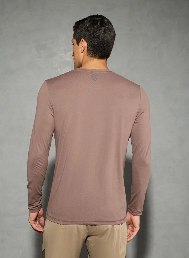 Technosport Technosport Solid Round Neck Long Sleeve T-Shirt