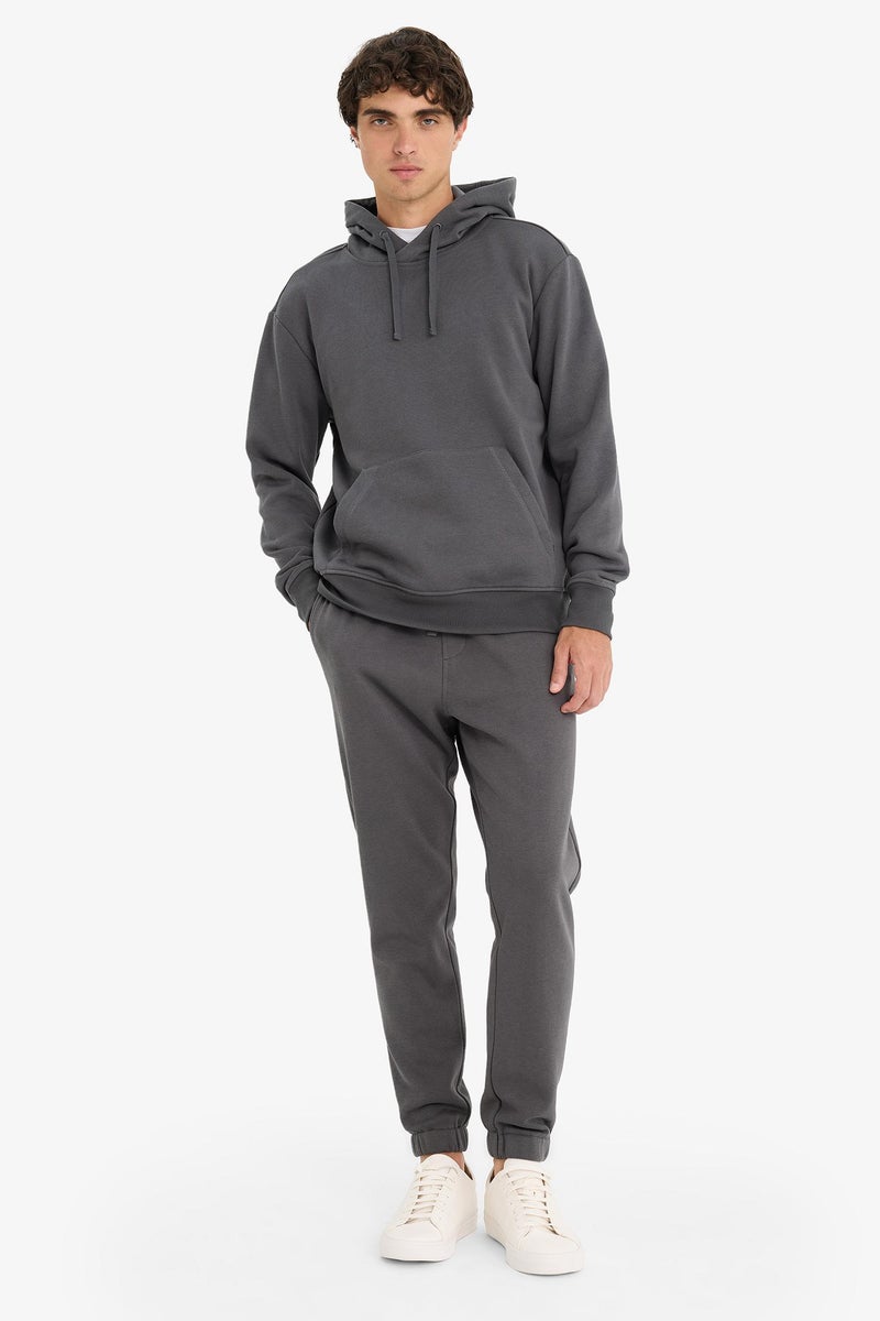 DeFacto Grey Man Regular Fit Tied Waist Elasticate Hem Basic Jogger Sweatpants Casual - Image 3