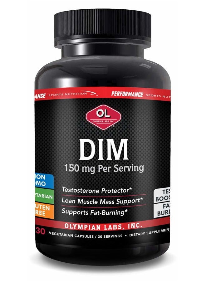 Olympian Labs DIM 150mg - DIM Diindolylmethane Supplement Capsules Supporting Hormone Balance, Clear Skin, PCOS, & Aid in Fitness Regimes - 30 Capsules (30 Day Supply)  - Image 1