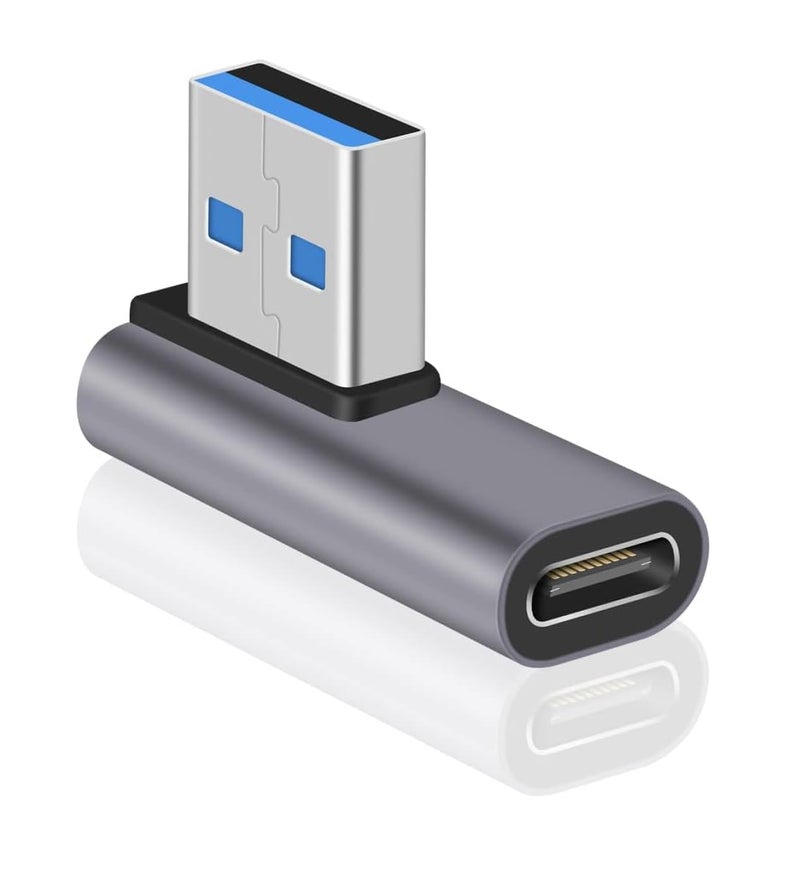 ETZIN 10Gbps Type C Female to USB Male, 90 Degree USB C to USB A Adapter, 3.1 Adapter 10Gbps A Double Sided Charging & Sync-EPL-1052TC. (Right Angle USB C) - Image 1