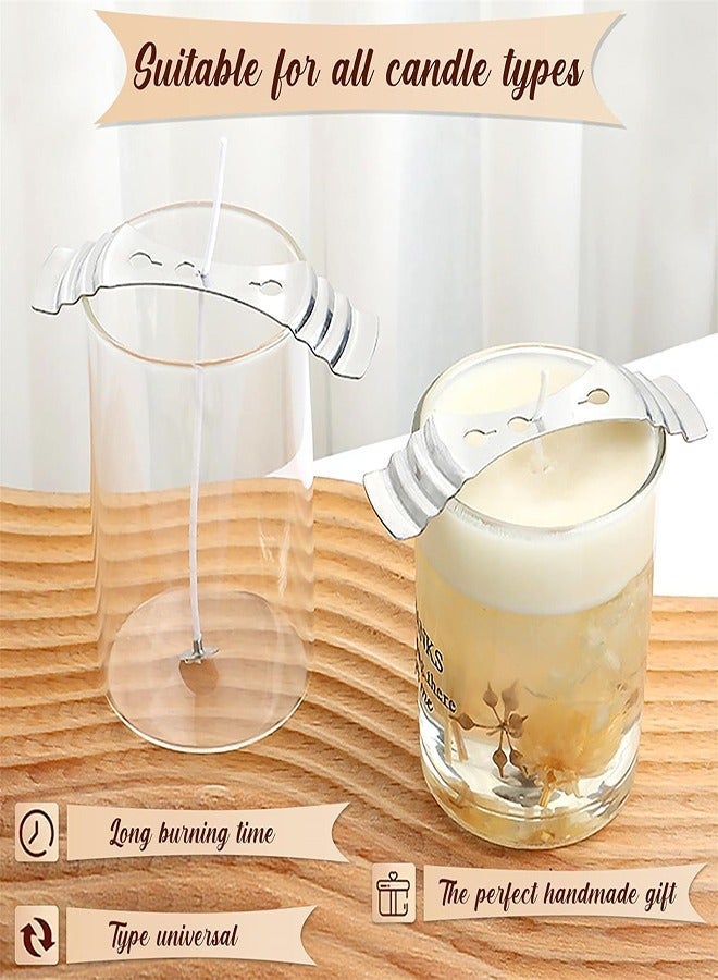 100 قطعة من فتائل الشموع القطنية (10 سم) مع 100 قطعة من ملصقات الفتائل و1 قطعة من حاملات فتائل الشموع المعدنية، فتائل شموع لصنع الشموع ذات الأعمدة والشموع اليدوية - Image 4