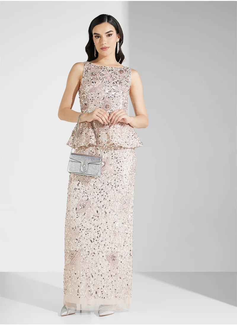 ادريانا بابيل Embellished Crew Neck Dress