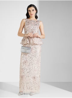 Adrianna Papell Embellished Crew Neck Dress  - Image 1
