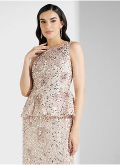 Adrianna Papell Embellished Crew Neck Dress  - Image 3