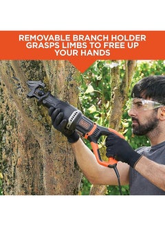 BLACK+DECKER Reciprocating Saw With Removeable Branch Holder 750W 7 A Corded 2 X Blades Orange Black Bes301K Gb  - Image 5