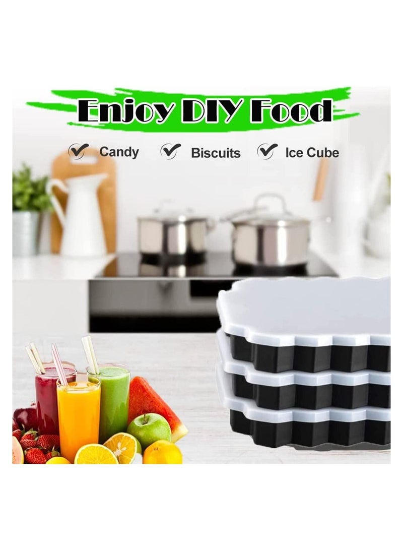Ice Cube Trays, 3 Pack Silicone Small Ice Cube Trays with Removable Lid, Premium Ice Cube Trays, Reusable, Easy Release Flexible - Image 4
