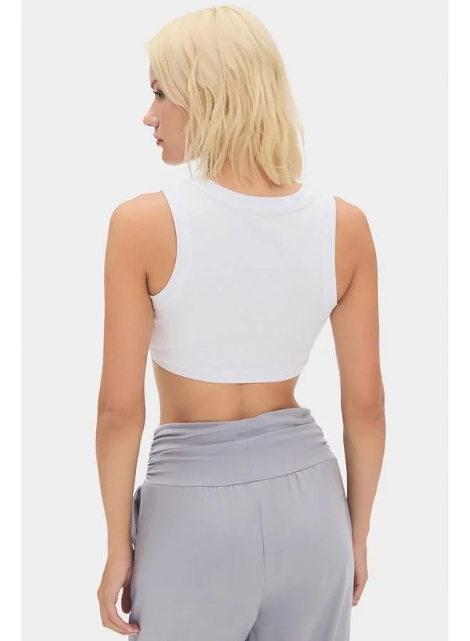 JUNE June Women Cotton Thick Strappy Crop Top Tank White