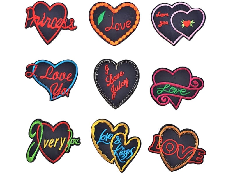 Artonezt Artonezt Embroidery SewIron on Patches Cloth Sticker Patches for Clothing Applique Patches for Clothes Embroidered Love Patch IronSew On Dress Badge DIY Set of 9