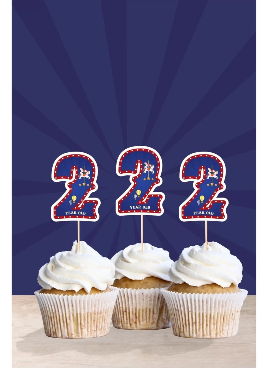 Neşeli Günlerim My Happy Days Amusement Park Themed * 2 (Two) Year Old Cupcake Decoration '10LU 