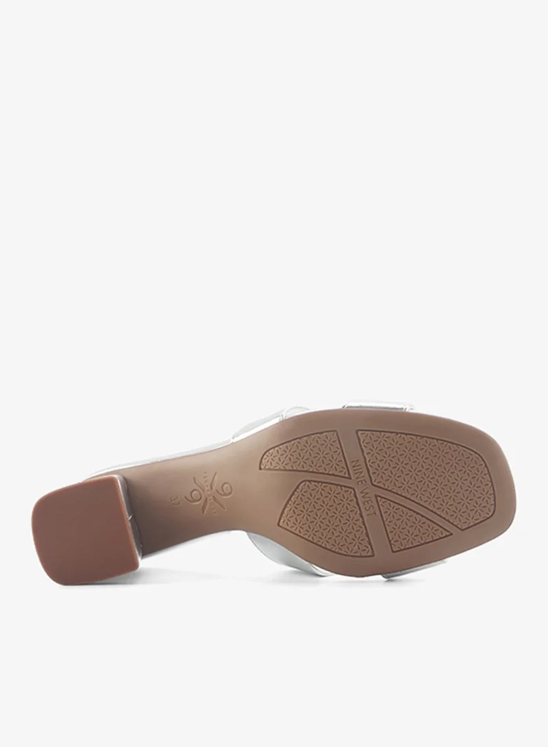 NINE WEST SILVER Multi Strap Mid Heel Sandals for Women | Best Price UAE