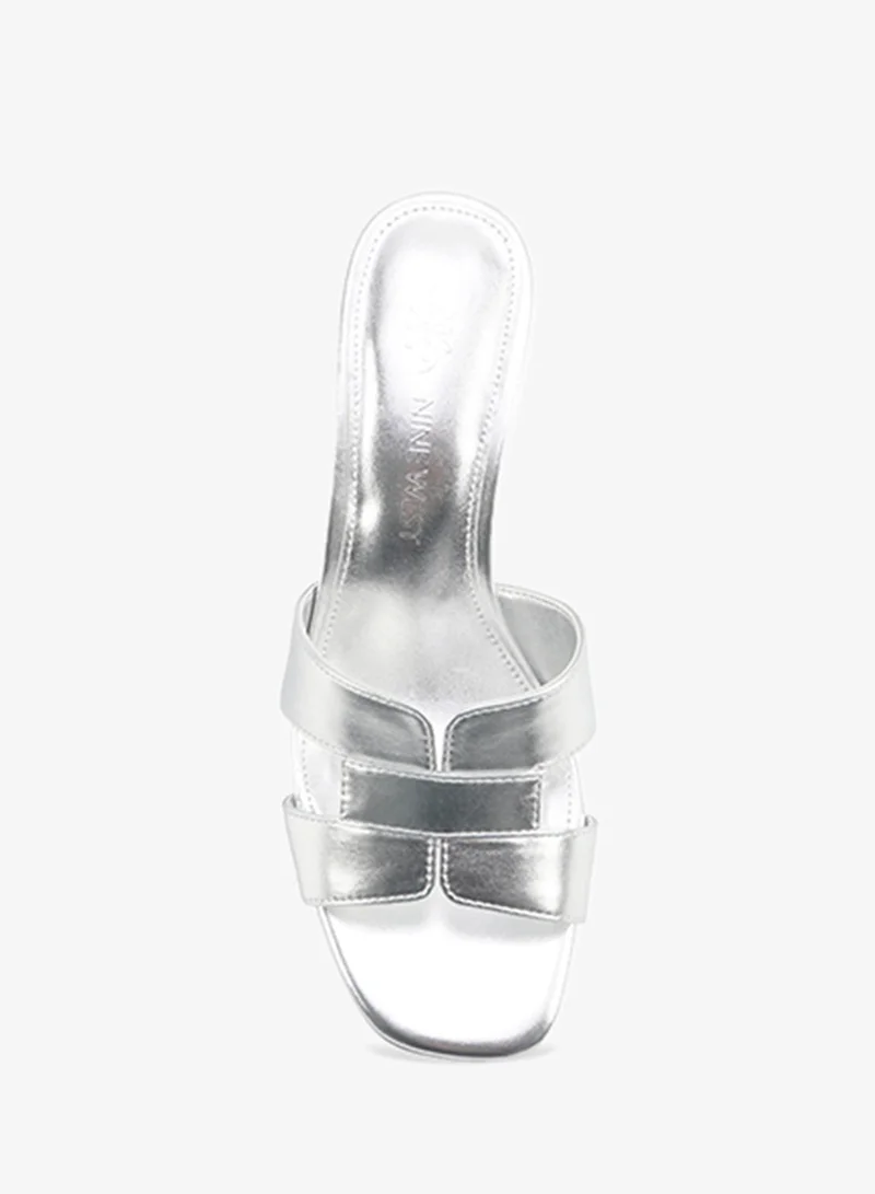 NINE WEST SILVER Multi Strap Mid Heel Sandals for Women | Best Price UAE