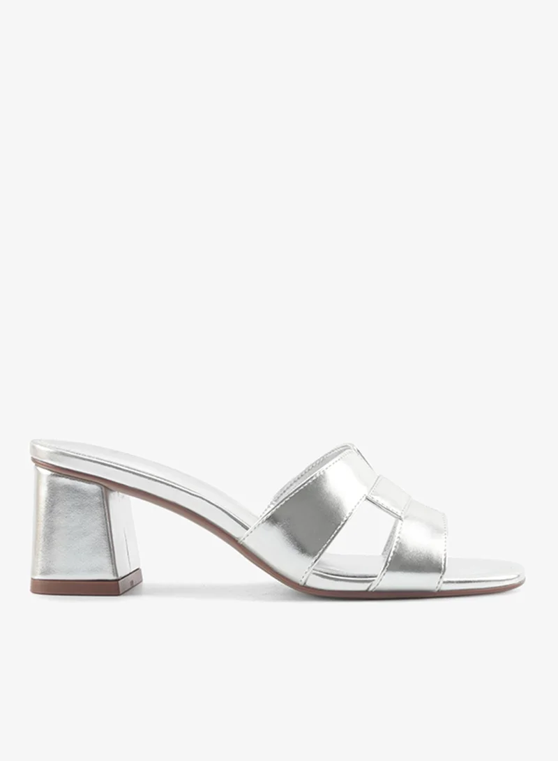 NINE WEST SILVER Multi Strap Mid Heel Sandals for Women | Best Price UAE