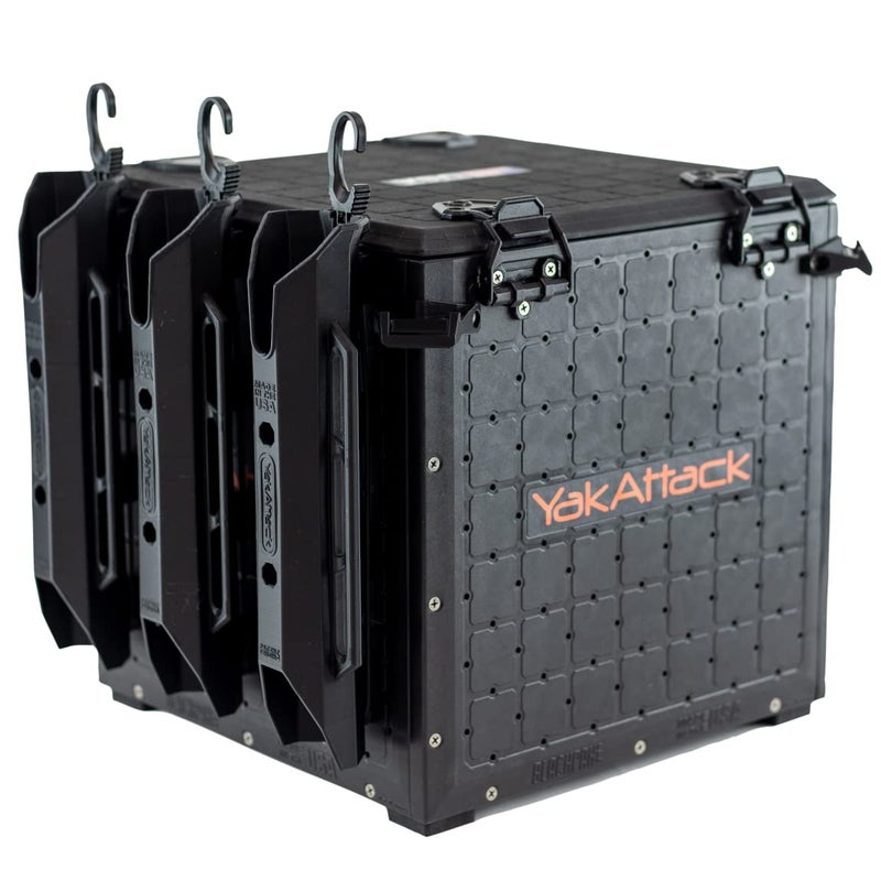 YakAttack BlackPak Pro 13" x 13" Fishing Crate with 3 Rod Holders - Black | Compact Tackle Storage Box & Gear Organizer for Kayaks | Lightweight, Durable & Customizable Marine Accessory | Made in USA - Image 1