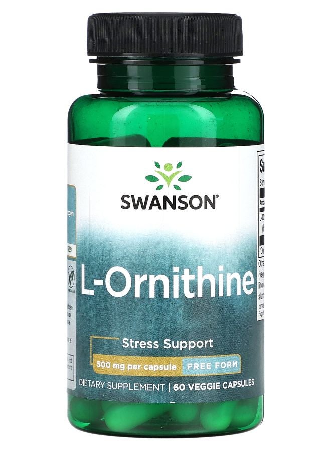SWANSON L-Ornithine Free Form 500 mg 60 Veggie Capsules
