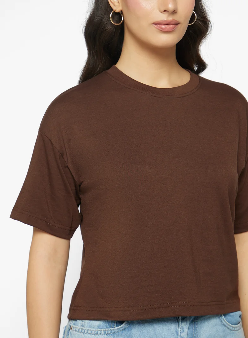 جينجر بيسيكس Cotton Boxy Cropped T-shirt