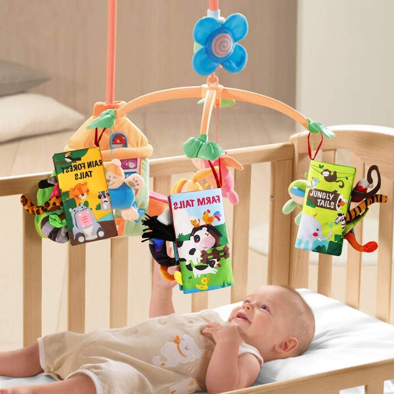 beiens Baby Books Toys, Touch and Feel Cloth Crinkle Soft Books, Toys for 0-3-6-12-18 Months Infant Newborn Baby Boy Girl Shower Gifts Set, Sensory Learning Stroller Toys (3PCS) - Image 5