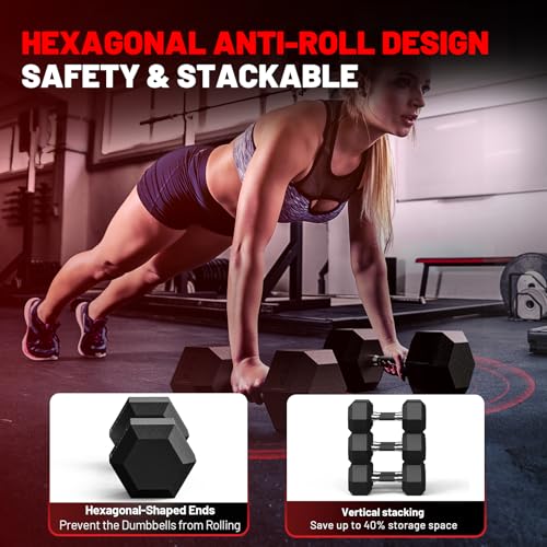 PAPABABE Hex Dumbbell Set of 2, 8 lb dumbbells pair, 8 Pound Weight Dumbbells for Women & Men, Hand Weights for Strength Training, Free Weights,pesas para ejercicios (8 Pair) - Image 4