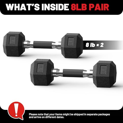 PAPABABE Hex Dumbbell Set of 2, 8 lb dumbbells pair, 8 Pound Weight Dumbbells for Women & Men, Hand Weights for Strength Training, Free Weights,pesas para ejercicios (8 Pair) - Image 2