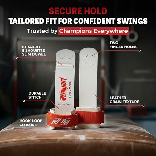 Reisport Men's Ring Gymnastics Grips - Durable Leather Hand Grips for Gymnastics Rings Men & Boys - Gymnastics Equipment & Accessories for Advanced Gymnasts - Image 2