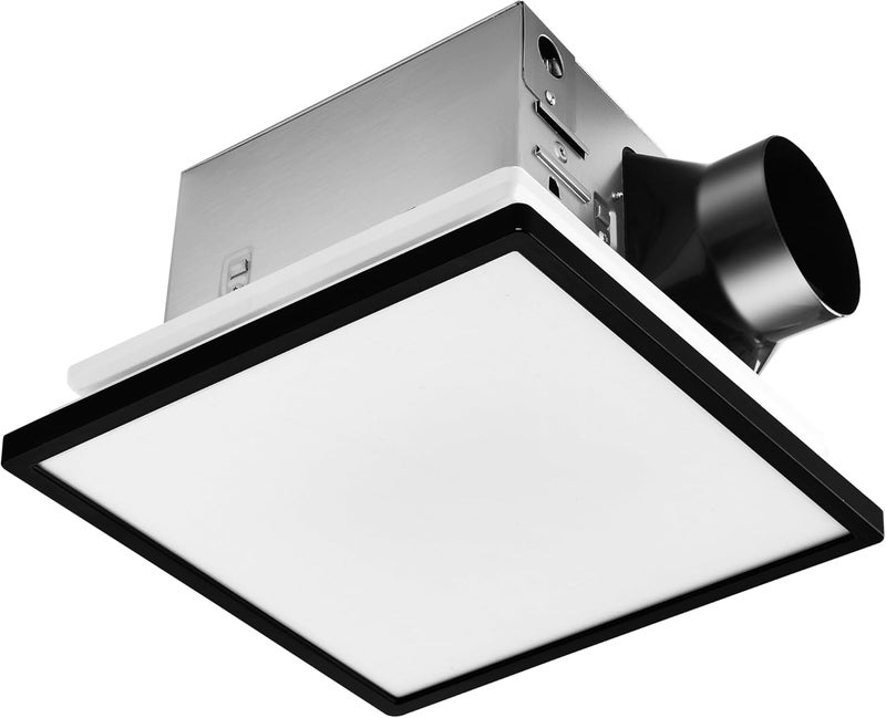 Tech Drive Bathroom Exhaust Fan with Light,110CFM,Super Quiet Bathroom Ventilation Fan,1000lm Dimmable 3CCT LED Light 3000K/4000K/5000K Selectable, Energy Star Bath Fan, Decorative Black Trim - Image 1