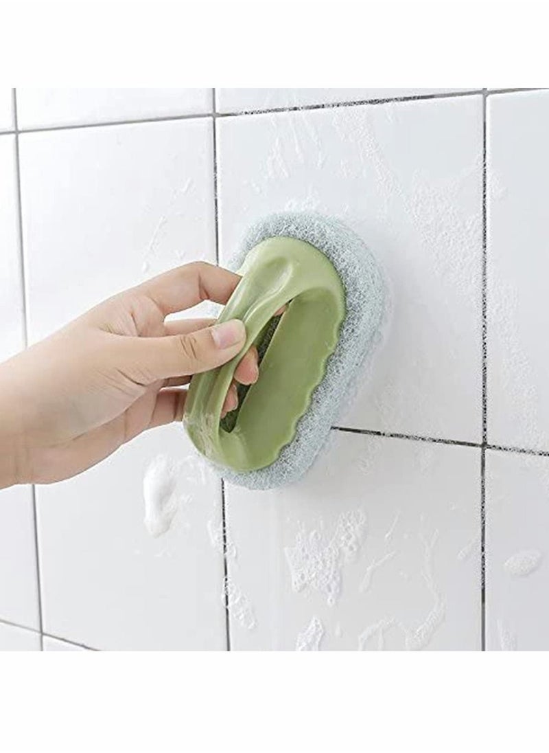 3 Pcs Bath Brush With Handle Cleaning Powerful Decontamination for Kitchen Bathroom Sponge Wiper Tile and Glass Supplies
