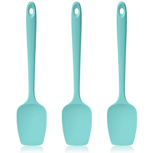 Lilybeam 600F Heat Resistant Spatulas High Heat Food Safe Semless Kitchen Silicone Spoon Spoonula Scraper Set for Cooking Baking Mixing Scraping Stirring Nonstick Cookware Pan Bowl 3PcsAqua Sky - Image 1
