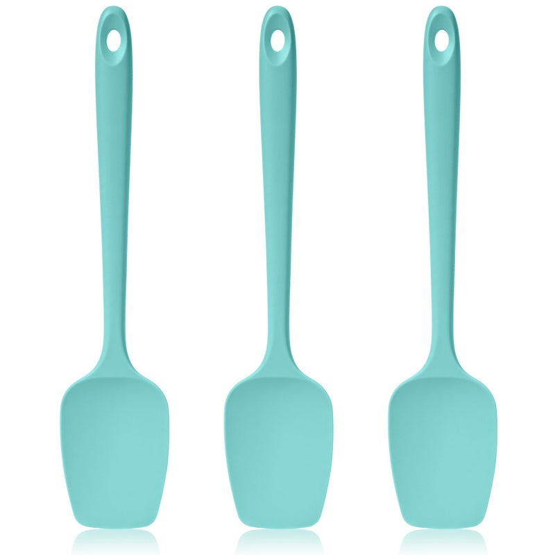 Lilybeam 600F Heat Resistant Spatulas High Heat Food Safe Semless Kitchen Silicone Spoon Spoonula Scraper Set for Cooking Baking Mixing Scraping Stirring Nonstick Cookware Pan Bowl 3PcsAqua Sky - Image 2