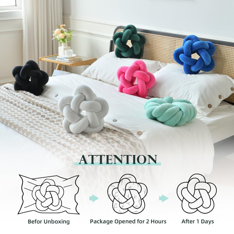 Wadser Knot Plush Throw Pillow Kids Handmade Knotted Star Pillow Soft Sofa Lumbar Cushion Stuffed Cushion Home Office Children Room Decor, Emerald Green - Image 3
