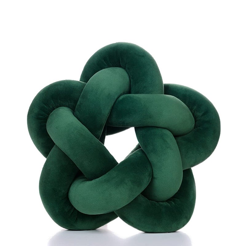 Wadser Knot Plush Throw Pillow Kids Handmade Knotted Star Pillow Soft Sofa Lumbar Cushion Stuffed Cushion Home Office Children Room Decor, Emerald Green - Image 1