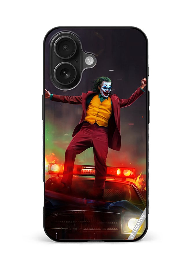 Protective Case Cover For Apple iPhone 16 Plus Joker Over A Car With His Evil Laugh Design Multicolour