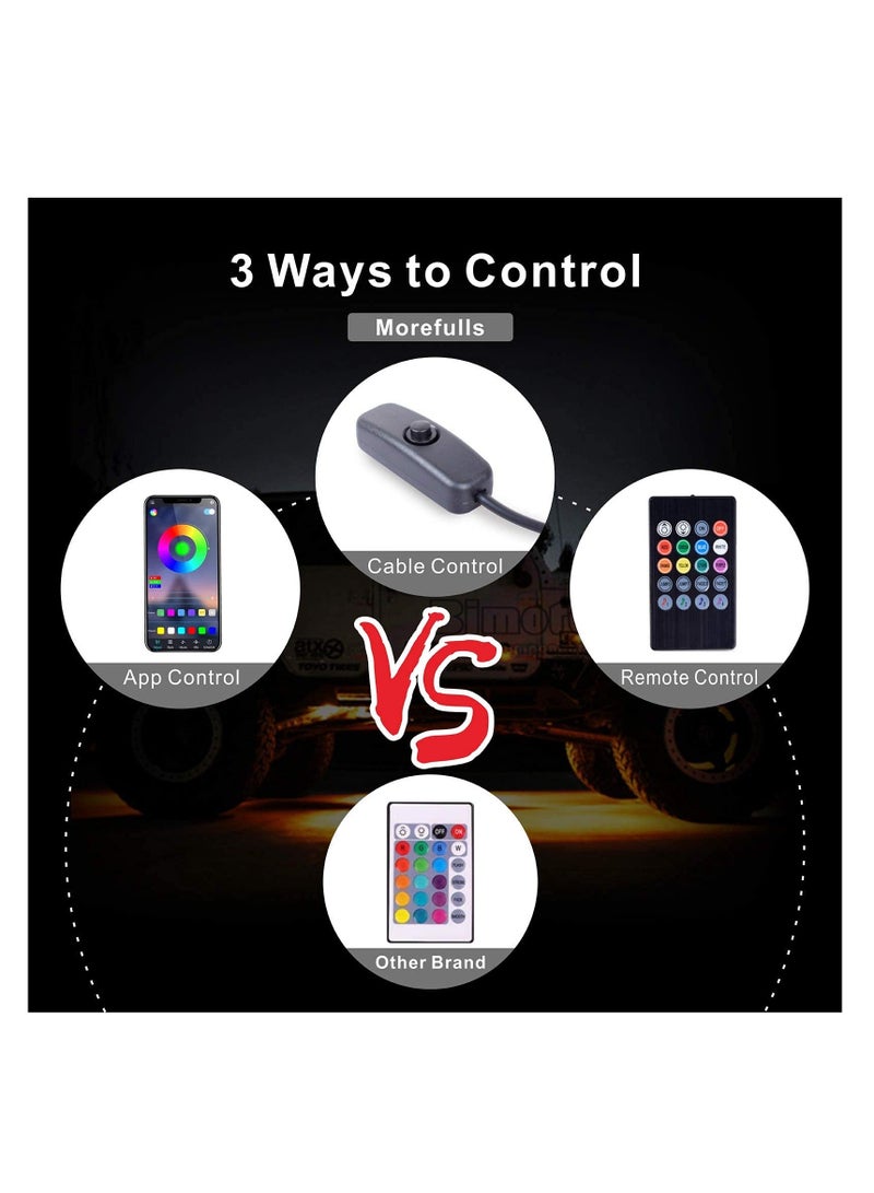 Y&D Waterproof RGB LED Rock Lights 4Pcs Neon Underglow Lighting Kit with APP Wireless Remote Control, Auto Wheel Exterior Under Car for SUV Truck AUTO Motorcycle  - Image 3