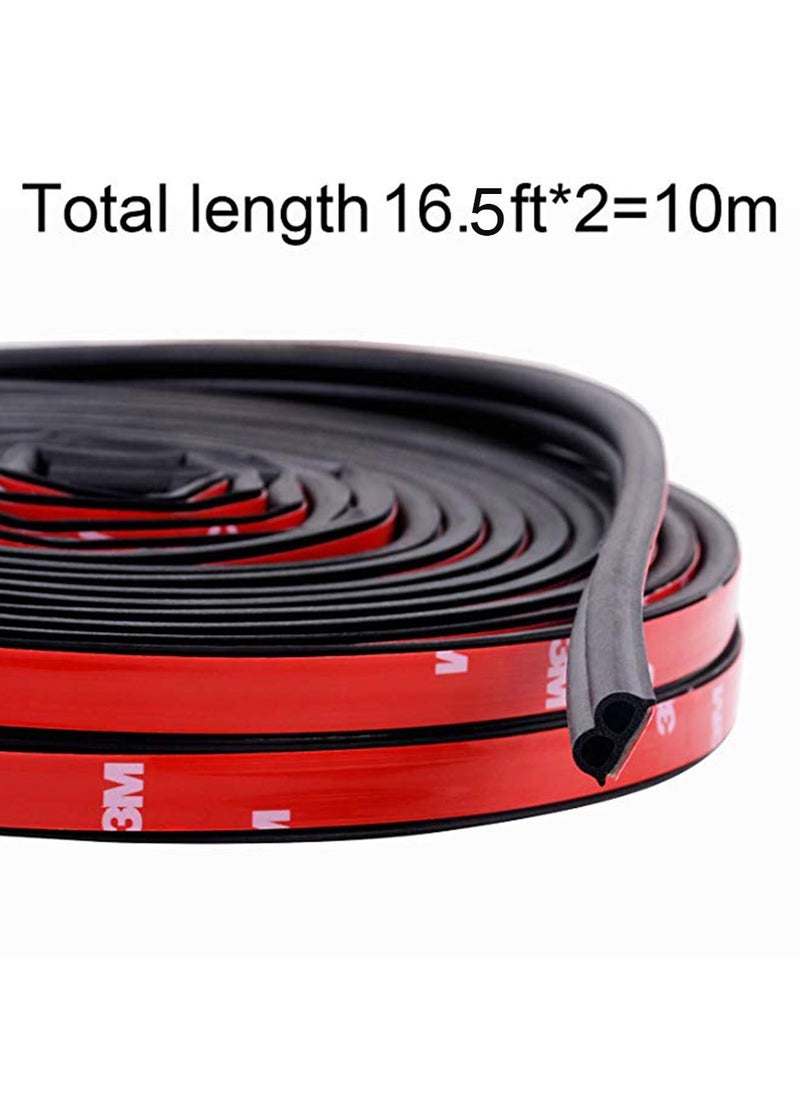 S SYMEFER - Auto Seal Strip Weatherstrip Universal Self Adhesive B Shape Car Door Edge Trim Seal Strip for Car Window Door Engine Cover Soundproofing, 1/5 Inch Thick, Total 33Feet Long-2 Rolls of 16.5 Ft - Image 1