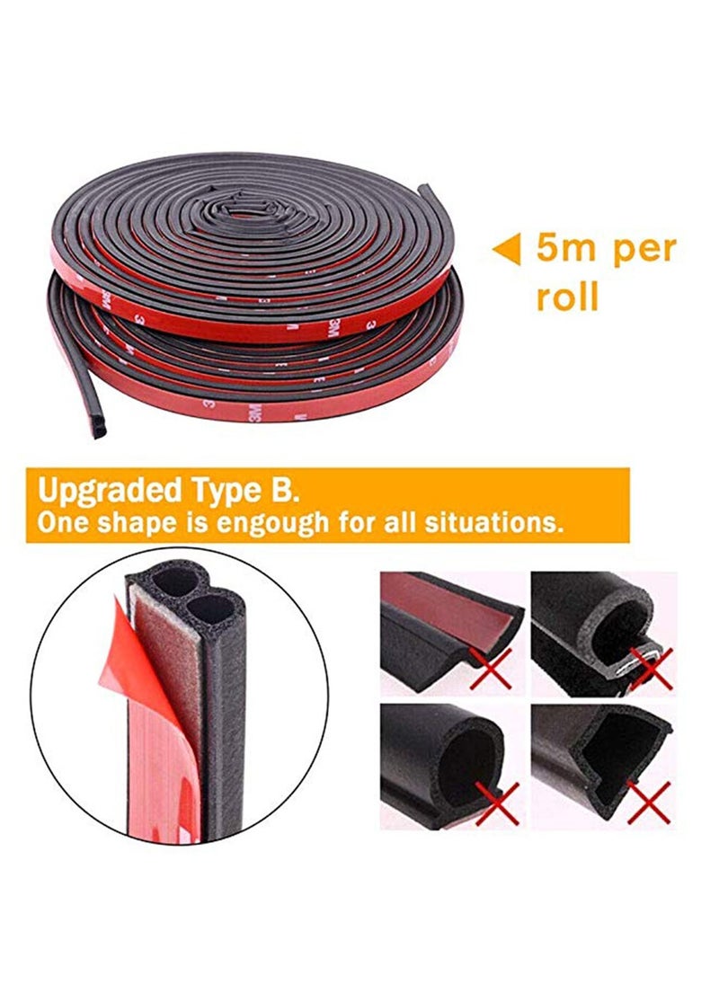 S SYMEFER - Auto Seal Strip Weatherstrip Universal Self Adhesive B Shape Car Door Edge Trim Seal Strip for Car Window Door Engine Cover Soundproofing, 1/5 Inch Thick, Total 33Feet Long-2 Rolls of 16.5 Ft - Image 1