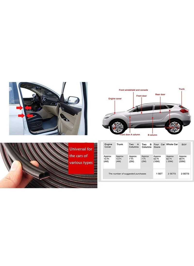 S SYMEFER - Auto Seal Strip Weatherstrip Universal Self Adhesive B Shape Car Door Edge Trim Seal Strip for Car Window Door Engine Cover Soundproofing, 1/5 Inch Thick, Total 33Feet Long-2 Rolls of 16.5 Ft - Image 1