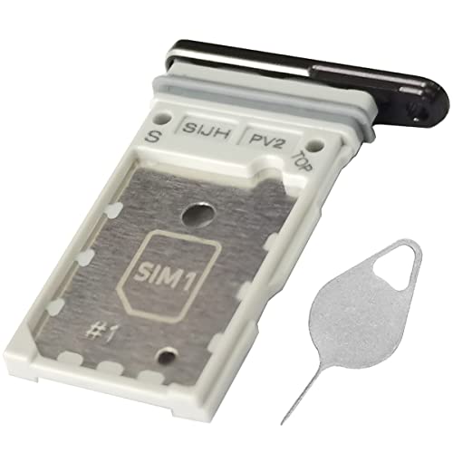 Bestdealing Galaxy S22 Ultra SIM Card Tray Dual Replacement S22 Ultra Sim Card Holder for Samsung Galaxy S22 Ultra 6.8" SM-S908U Sim Card Tray with Needle Repair Part (Not Single Sim Card Version)(Phantom Black) - Image 1