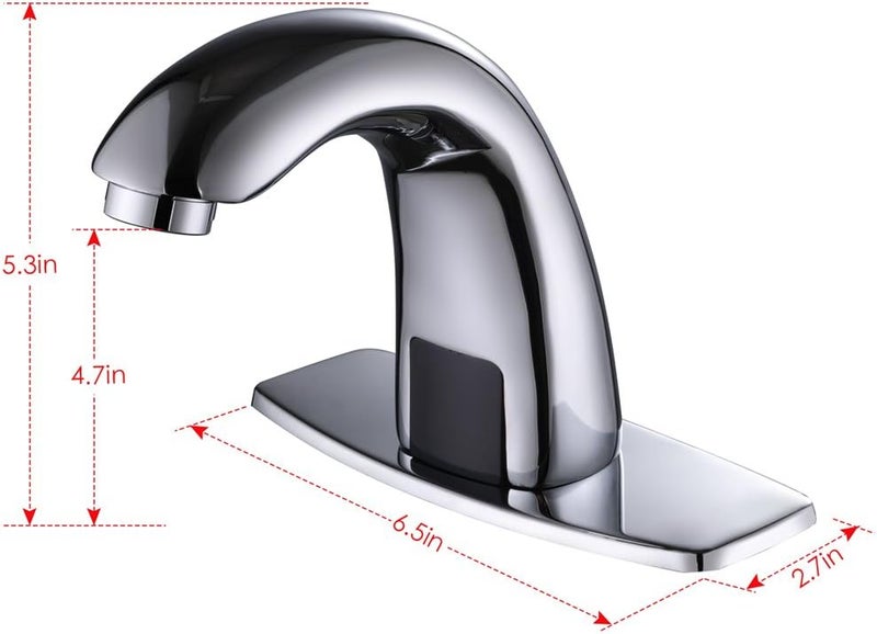 Charmingwater Touchless Bathroom Sink Faucet, Motion Automatic Sensor Faucet with Hole Cover Plate, Chrome - Image 5