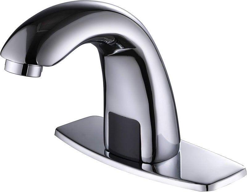 Charmingwater Touchless Bathroom Sink Faucet, Motion Automatic Sensor Faucet with Hole Cover Plate, Chrome - Image 1