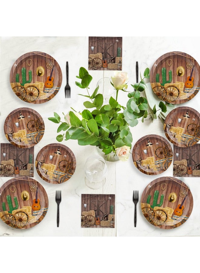 Tevxj 96Pcs Western Tableware Set Cowboy Paper Plates Cowboy Themed Party Plates Napkins Forks For Baby Shower Birthday Party Decorations Supplies 24 Guests - Image 5