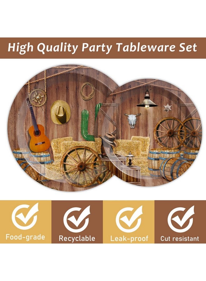 Tevxj 96Pcs Western Tableware Set Cowboy Paper Plates Cowboy Themed Party Plates Napkins Forks For Baby Shower Birthday Party Decorations Supplies 24 Guests - Image 3