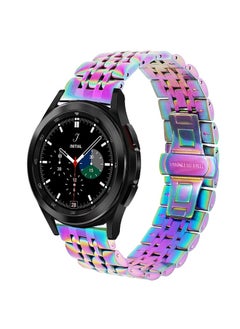 DEALELE Bands Compatible with Galaxy Watch 6/6 Classic / 5/5 Pro/Galaxy Watch 4/4 Classic/Galaxy 3 41mm, 20mm Solid Stainless Steel Metal Replacement Strap for Women Men (Rainbow)  - Image 1