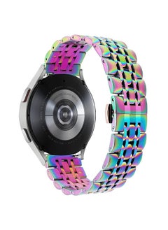 DEALELE Bands Compatible with Galaxy Watch 6/6 Classic / 5/5 Pro/Galaxy Watch 4/4 Classic/Galaxy 3 41mm, 20mm Solid Stainless Steel Metal Replacement Strap for Women Men (Rainbow)  - Image 2