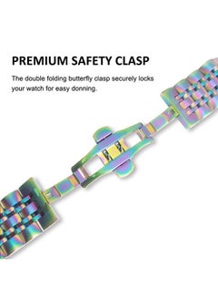 DEALELE Bands Compatible with Galaxy Watch 6/6 Classic / 5/5 Pro/Galaxy Watch 4/4 Classic/Galaxy 3 41mm, 20mm Solid Stainless Steel Metal Replacement Strap for Women Men (Rainbow)  - Image 5