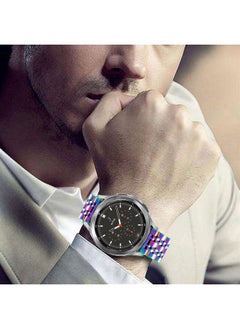 DEALELE Bands Compatible with Galaxy Watch 6/6 Classic / 5/5 Pro/Galaxy Watch 4/4 Classic/Galaxy 3 41mm, 20mm Solid Stainless Steel Metal Replacement Strap for Women Men (Rainbow)  - Image 4