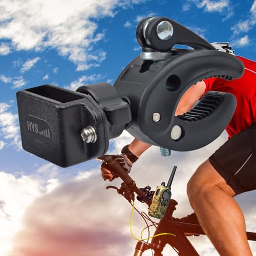 HYS Motorcycle Walkie Talkie Mount, Bike Two Way Radio Holder, Quick Install Handlebar Clip for Bicycle Scooter, Handheld Radio Clamp for Motorola Talkabout Cobra Midland Icom with Clip 2 Way Radio - Image 1