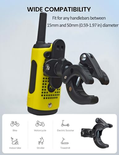 HYS Motorcycle Walkie Talkie Mount, Bike Two Way Radio Holder, Quick Install Handlebar Clip for Bicycle Scooter, Handheld Radio Clamp for Motorola Talkabout Cobra Midland Icom with Clip 2 Way Radio - Image 2