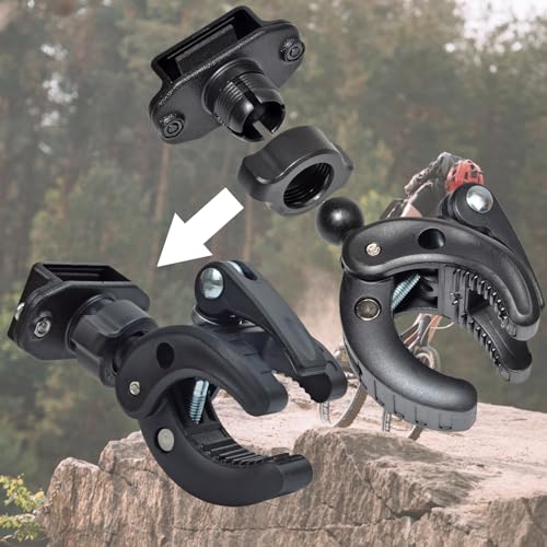 HYS Motorcycle Walkie Talkie Mount, Bike Two Way Radio Holder, Quick Install Handlebar Clip for Bicycle Scooter, Handheld Radio Clamp for Motorola Talkabout Cobra Midland Icom with Clip 2 Way Radio - Image 4