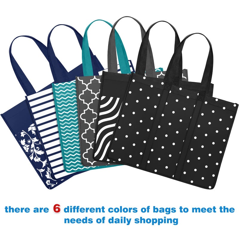 Fab totes 6 Pack Reusable Grocery Bags 35L Large Capacity Heavy Duty Reusable Shopping Bags for Groceries Waterproof Tote Bags for Shopping and Picnic with Sturdy Handles - Image 4